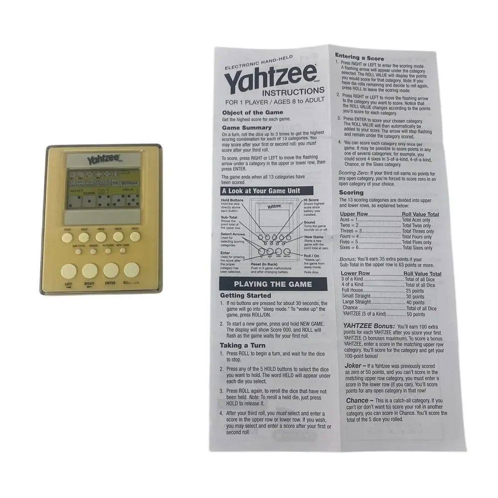 Hasbro Yahtzee Handheld Electronic Game 2007 with Instructions Tested Working